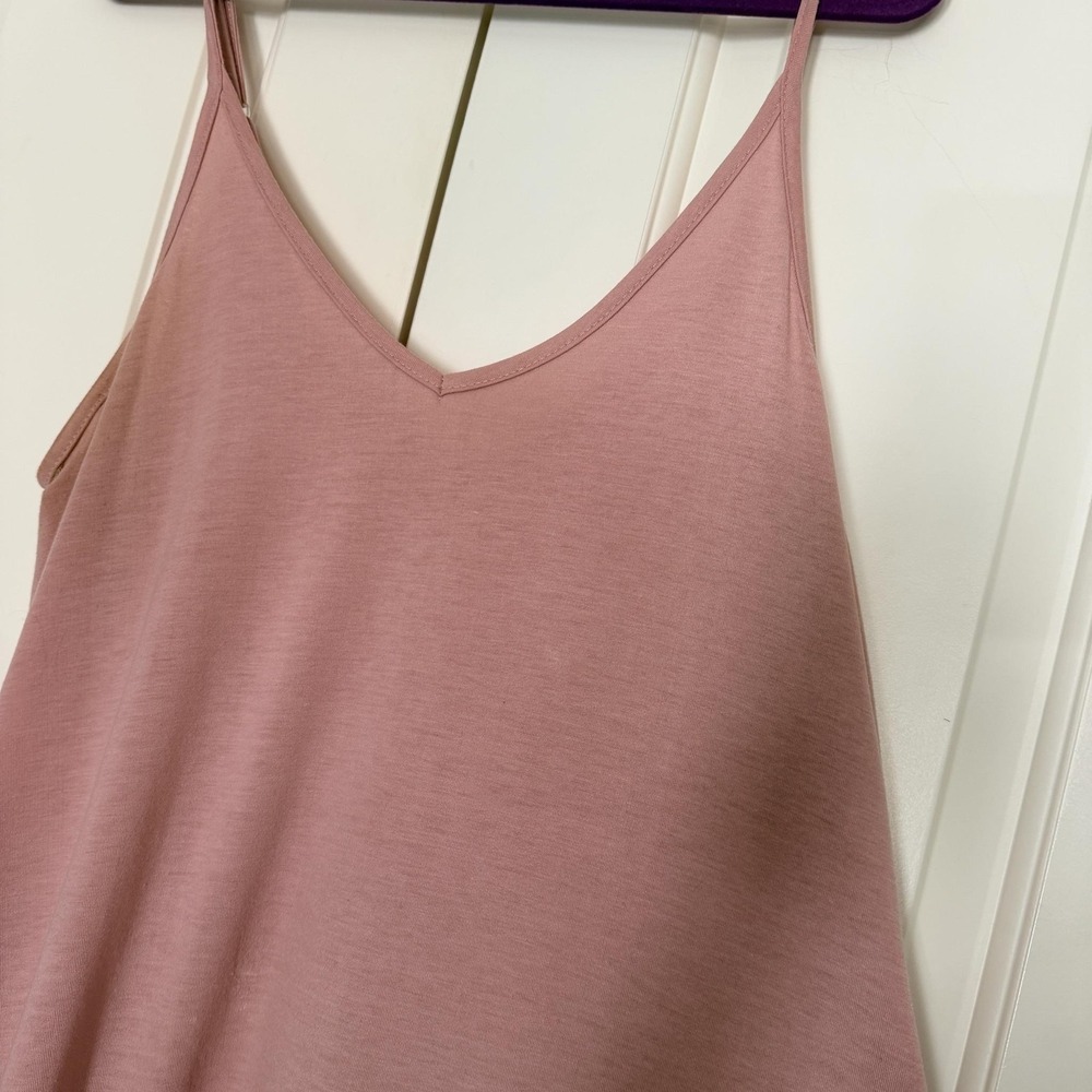 Pink Slip Maxi Dress Womens XL V-Neck Spaghetti Strap Pockets Jersey Stretch
